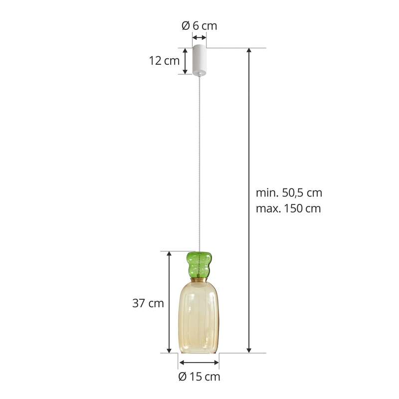 Lucande Hängelampe Hängeleuchte Fay LED Pendelleuchte Lampe gelb grün Ø 15 cm - 4251911778502