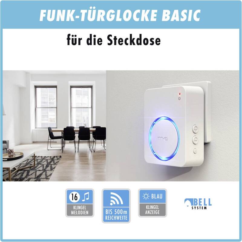 m-e Funkklingel Türklingel Komplett-Set Bewegungsmelder Namensschild beleuchtet - 4250109134373