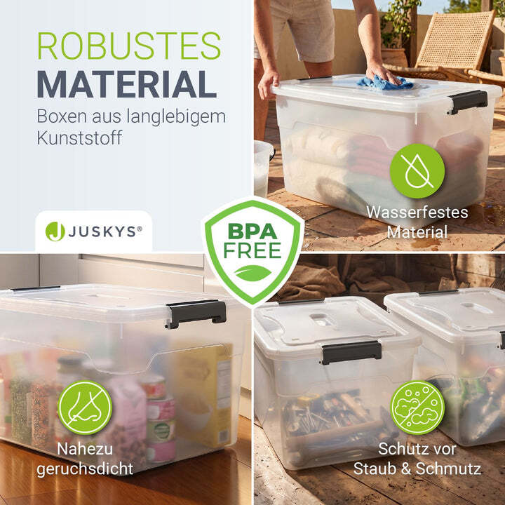 Aufbewahrungsbox mit Deckel Kunststoffboxen Organizer 60L 4er Set weiß grau - 4260565529316