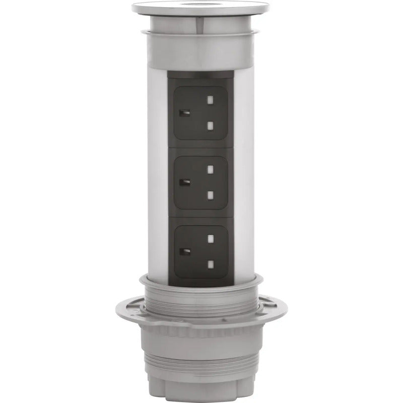 Kopp Einbau-Steckdosenleiste versenkbar 3-fach Aluminium 230V 3400W IP20 2m - 4008224624497
