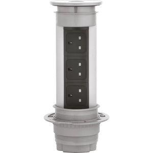 B-Ware Kopp Einbau-Steckdosenleiste versenkbar 3-fach Aluminium 230V 3400W IP20 2m