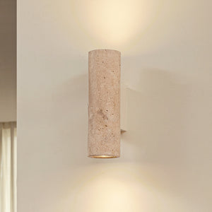 B-Ware Lucande Wandleuchte Tavira Travertin Beige Up Down dimmbar 7x23x11 cm