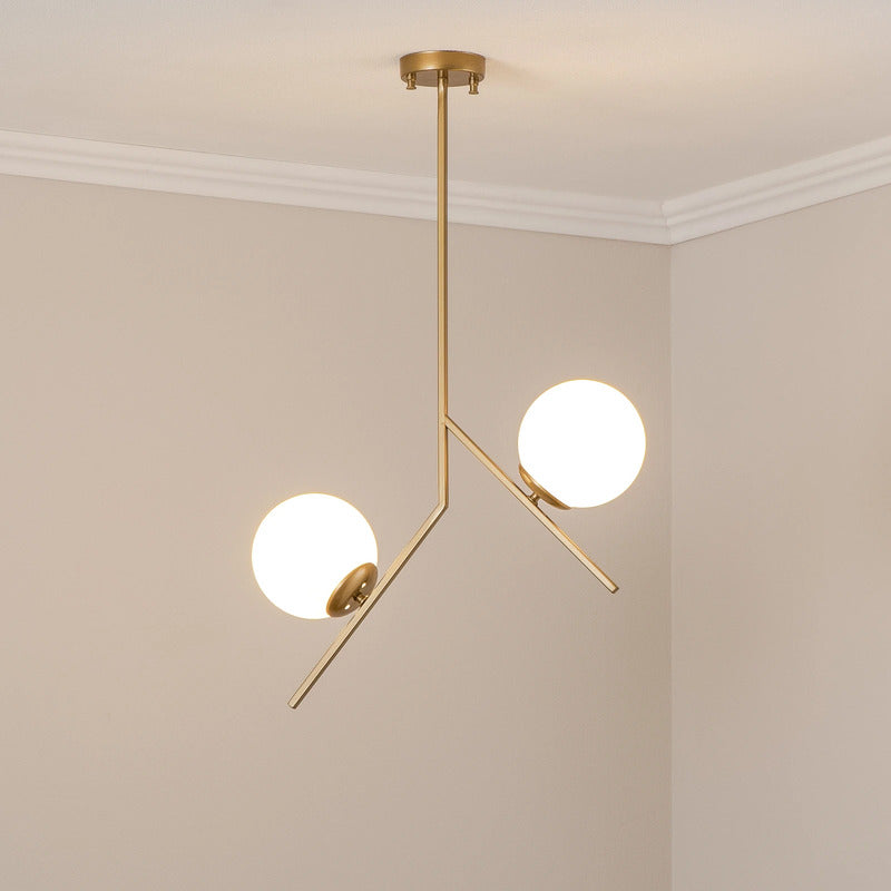 Hängeleuchte Pendelleuchte Dolunay Gold Metall Glas E27 2-flammig 43 cm Lampe - 8681875459074