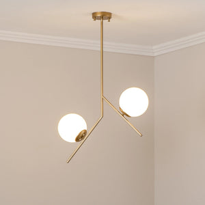 B-Ware Hängeleuchte Pendelleuchte Dolunay Gold Metall Glas E27 2-flammig 43 cm Lampe
