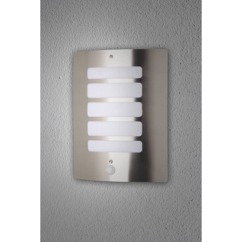 Brilliant Außenwandleuchte Wandlampe Bewegungsmelder Edelstahl Diffusor E27 60W - 4004353078521