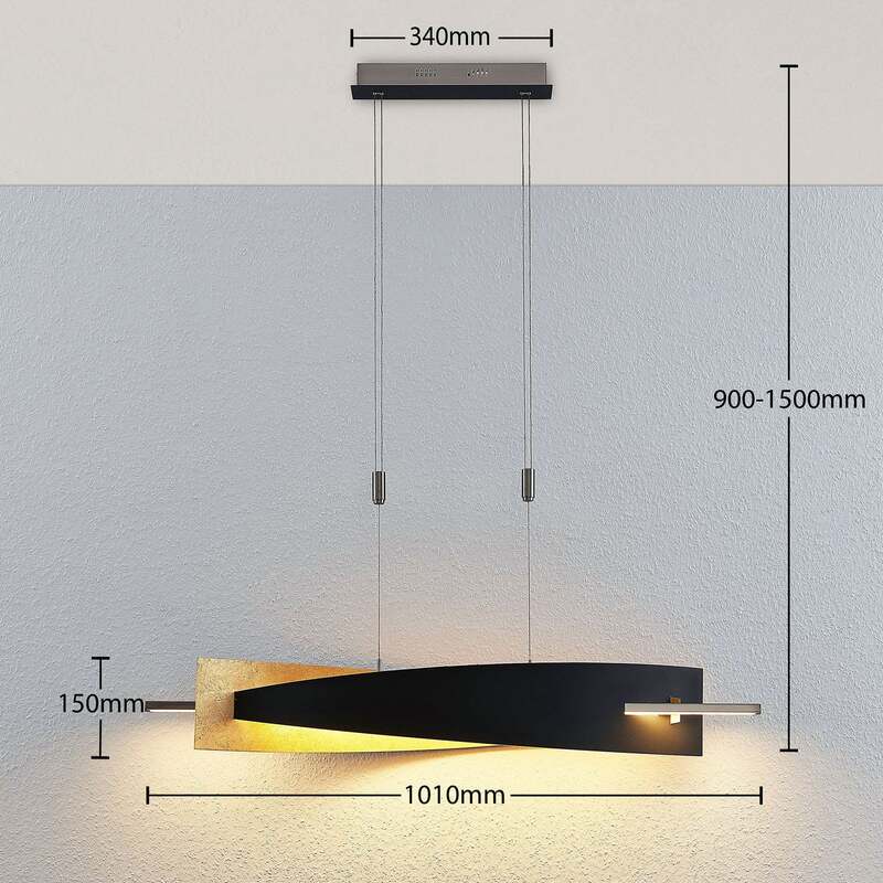 Lucande Hängeleuchte Pendelleuchte Marija LED dimmbar schwarz-gold 101cm 3kg - 4251096553703