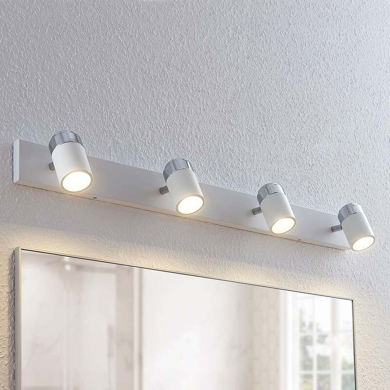 Lindby Deckenstrahler Strahler Kardo LED 4-flammig dimmbar IP44 chrom weiß 80cm - 4251096544374