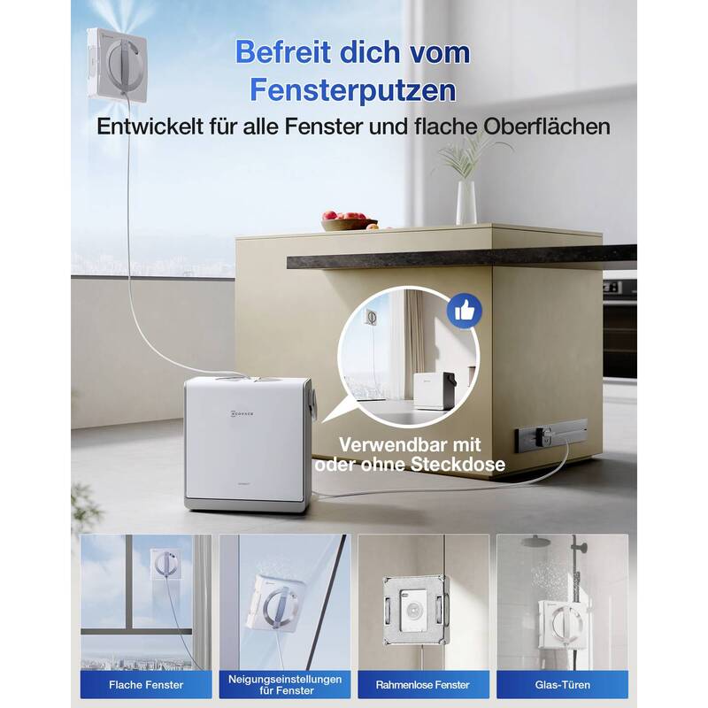 ECOVACS Fensterreinigungsroboter Fensterputzroboter W2 PRO OMNI Weiß Glas - 6970135033836