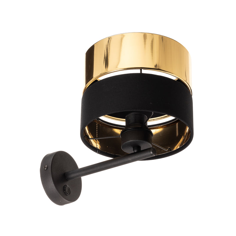 Euluna Wandleuchte Wandlampe Hilton Leuchte schwarz gold Textil Metall Innenr896 - 5901780543440