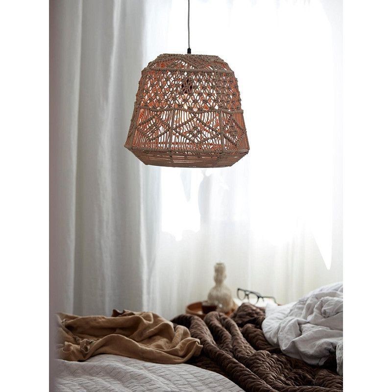 Makramee-Hängeleuchte Jippie 40 cm, Beige – PR Home - 7330976124367
