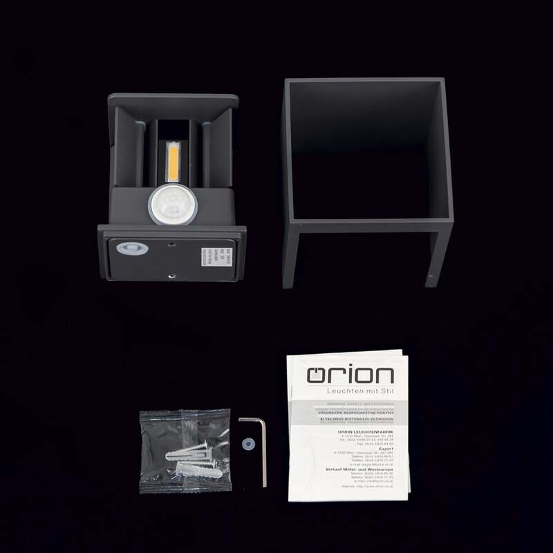 LED-Außenwandleuchte Cube-S anthrazit Metall mit Sensor 2x6W warmweiß IP54 - 9003090277162