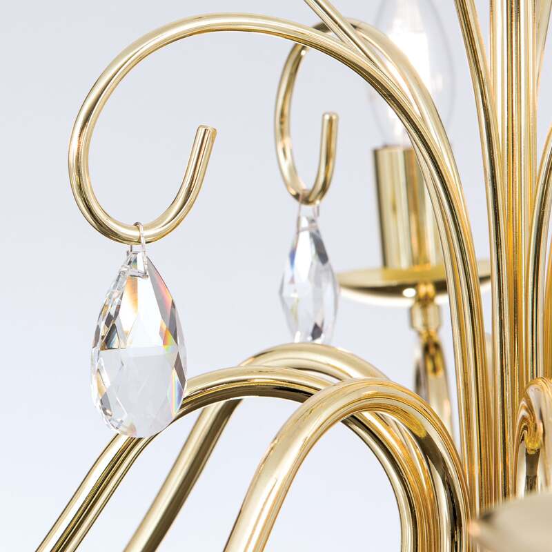 Orion Kronleuchter Alessia 8-flammig Hängelampe dimmbar Kristallglas gold Ø68cm - 9003090194681