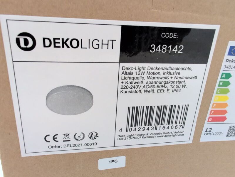 Deko-Light Deckenleuchte Altais LED Lampe mit Bewegungsmelder warmweiß IP54 - 4042943164667