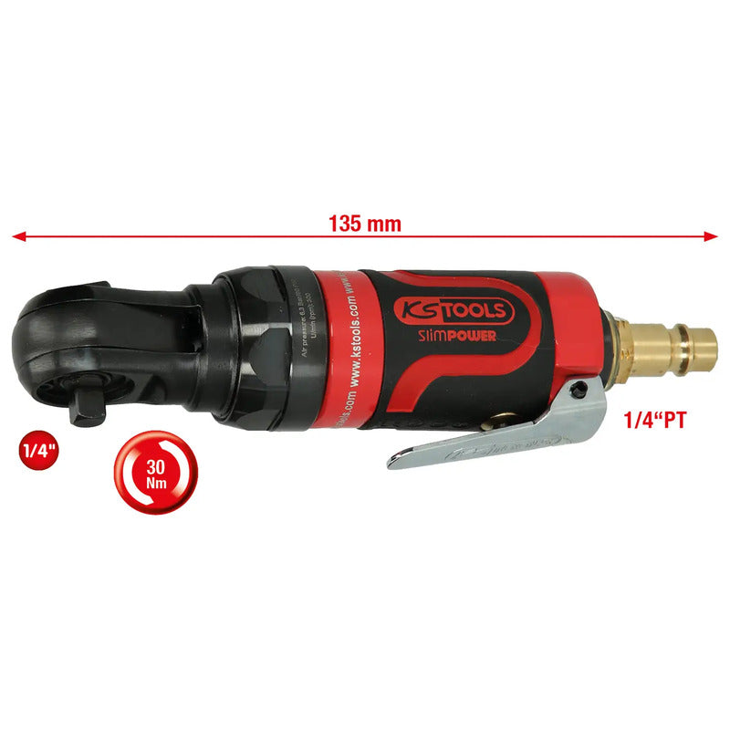 KS Tools Druckluft-Umschaltratsche 1/4" Außenvierkant 6.3 bar Werkzeug 300U/min - 4042146756331