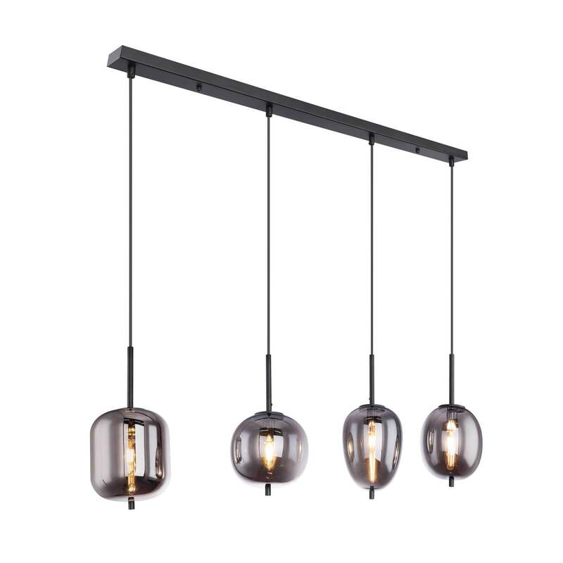 Globo Hängelampe Pendelleuchte Blacky Glasleuchte Rauchglas dimmbar E14 schwarz - 9007371398829