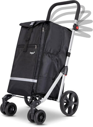 C-Ware Hoppa Einkaufstrolley Einkaufswagen Trolley Schwarz Faltbar 74L 6 Räder 5 Tasche