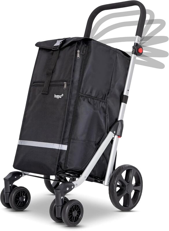 Hoppa Einkaufstrolley Einkaufswagen Trolley Schwarz Faltbar 74L 6 Räder 5 Tasche - 5038230168479