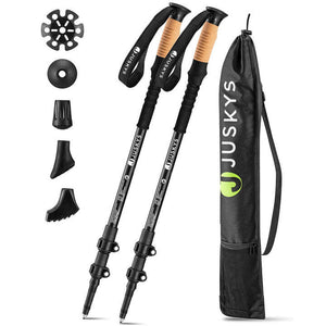 B-Ware Nordic Walking Wanderstock Paar Aluminium Teleskop mit Zubehör Tasche schwarz