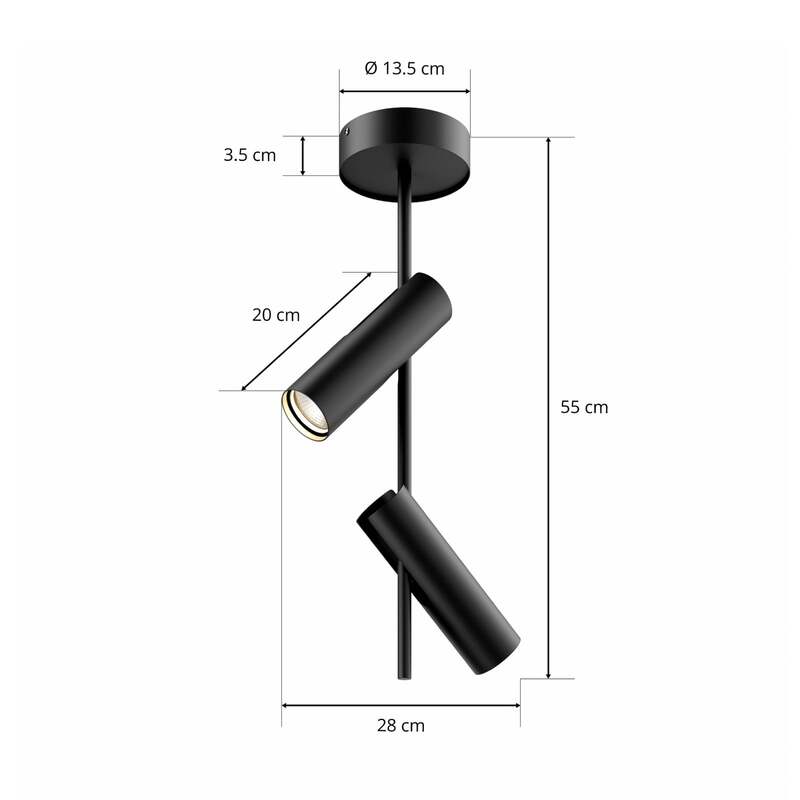 Deckenstrahler Leda 2 LED dimmbar schwarz 2-flammig Stahl pulverbeschichtet 55cm - 5902846819844