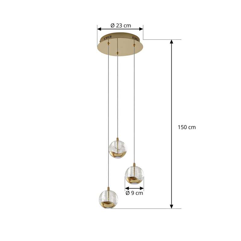 Lucande Pendelleuchte Hängeleuchte Hayley LED Lampe Leuchte gold Ø25cm 3-flg - 4251096562453