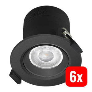 6x B-Ware Prios Einbauleuchte Shima LED dimmbar Spot 7W warmweiß schwarz Ø8,5cm Lampe