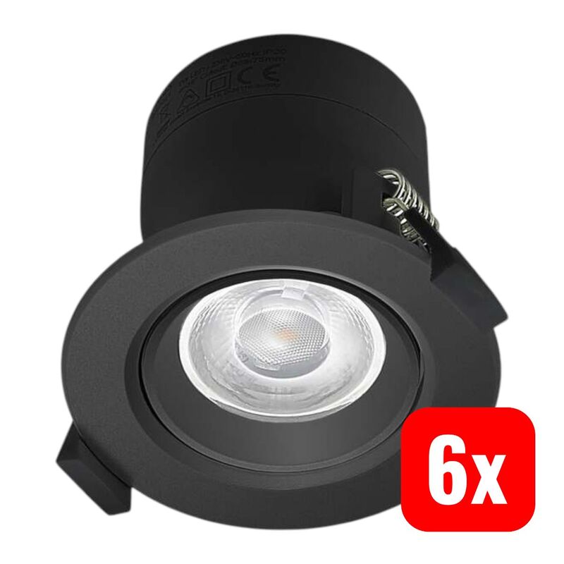 Prios Einbauleuchte Shima LED dimmbar Spot 7W warmweiß schwarz Ø8,5cm Lampe - 4251911795226
