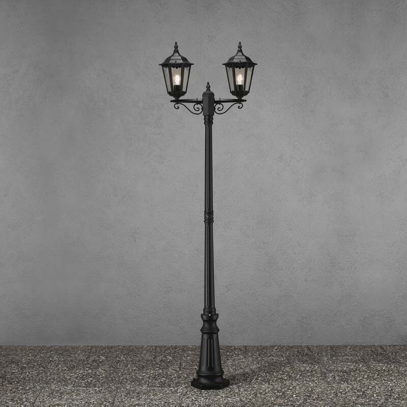 Konstsmide Mastleuchte Firenze 2-flammig Außenleuchte schwarz matt Aluminium - 7318307234756