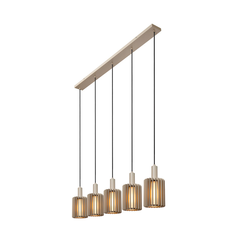 Lucide Pendellampe Hängeleuchte Lambres Glas Metall taupe 5-flammig E27 LED - 5411212452979