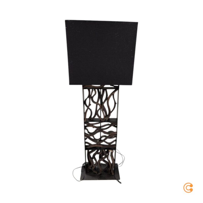 KARE Stehleuchte Nature Wave Lampe Holzfuß E27 schwarz braun 163cm Höhe 1x60W - 4025621518051