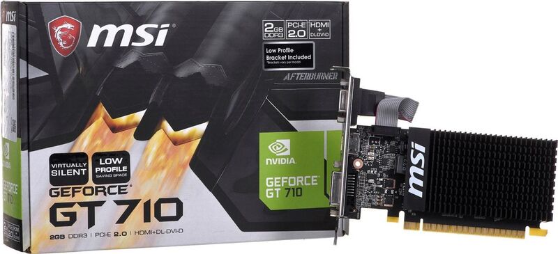 MSI GT710 Grafikkarte 2GB PCIe 2.0 LP 2GD3H Low Profile für Gaming - 4719072448233
