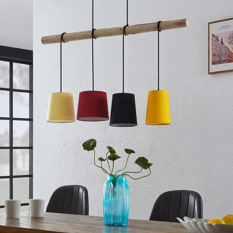 Lindby Hinai Hängeleuchte Deckenlampe Pendelleuchte Lampe Licht schwarz rot g688 - 4251911724653