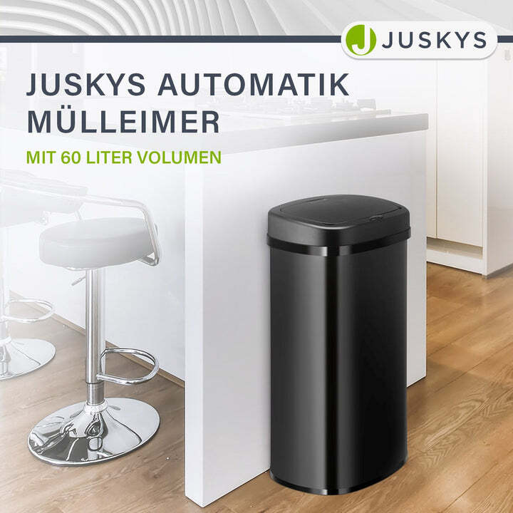 Rechteckiger Mülleimer mit Sensor Automatischer Abfalleimer 60 L schwarz - 4260565529811
