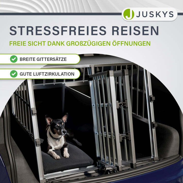 Hundebox Auto Hundetransportbox Alu für große Hunde Kofferraum Rücksitz XL - 4260304765616