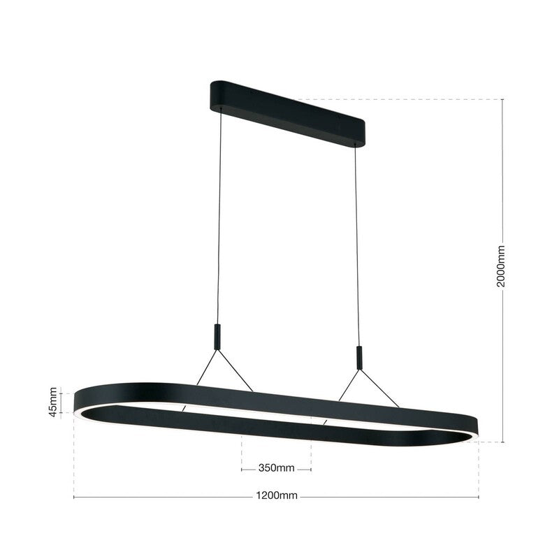 Orion Pendelleuchte Hängeleuchte CARRARA LED dimmbar schwarz 120cm modern 80W - 9003090279296
