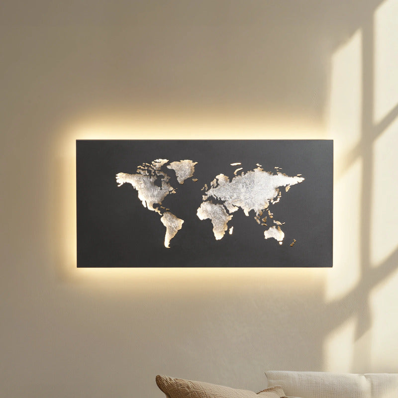 Lucande Wandleuchte Wandlampe LED Lampe World schwarz silber Metall 60 x 30 cm - 4255830906442