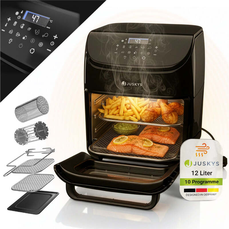 Heißluftfritteuse 12L Airfryer Fritteuse mit 10 Programmen schwarz Zubehör 1700W - 4262437185965