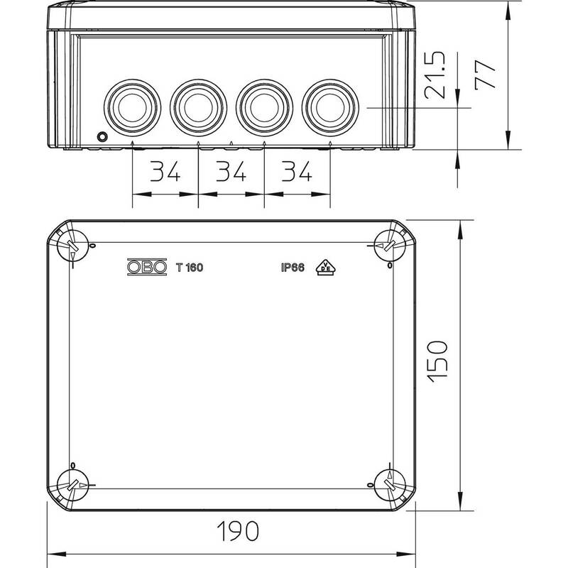 OBO Bettermann Abzweigdose Verteilerdose Kunststoff Wandmontage IP66 19x15cm - 4012195286554