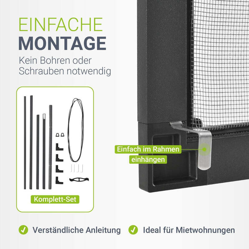 Fliegengitter Insektenschutz Anthrazit Aluminiumrahmen 110x130cm Fenster Gitter - 4260565521501