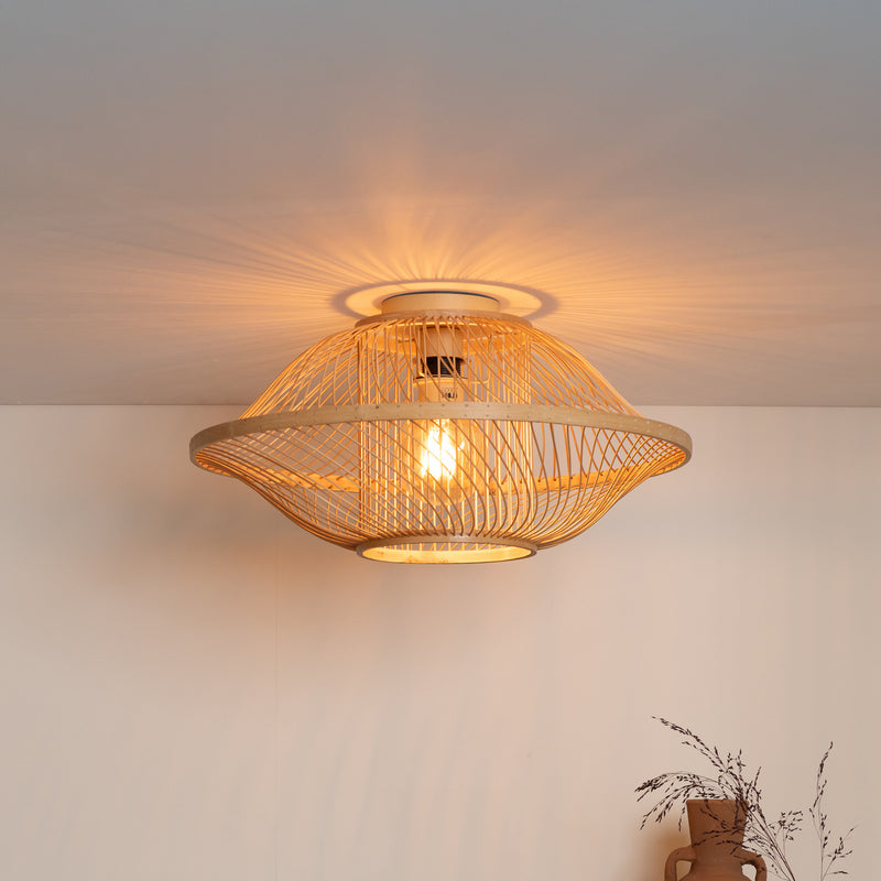 GOOD & MOJO Deckenlampe Maui LED Hängelampe Lampe dimmbar natur Ø50cm 25cm - 8716248096867