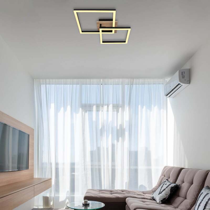 Globo Deckenlampe Bossy LED Lampe Leuchte schwarz Holz 53cm 2050 Lumen warmweiß - 9007371435104