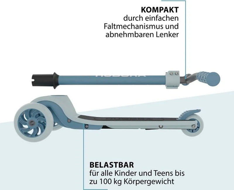HUDORA Tri-Scooter Roller Kinderfahrzeug Kinderroller blue Klappmechanismus - 4005998858981