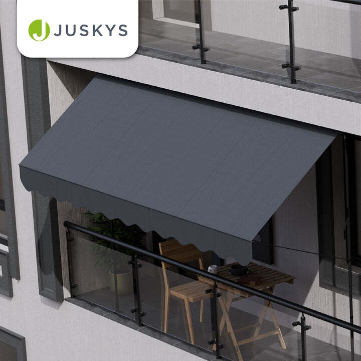 Klemmmarkise Kapstadt Sonnenschutz Handkurbel UV-beständig grau 400x120 cm - 4262437183763