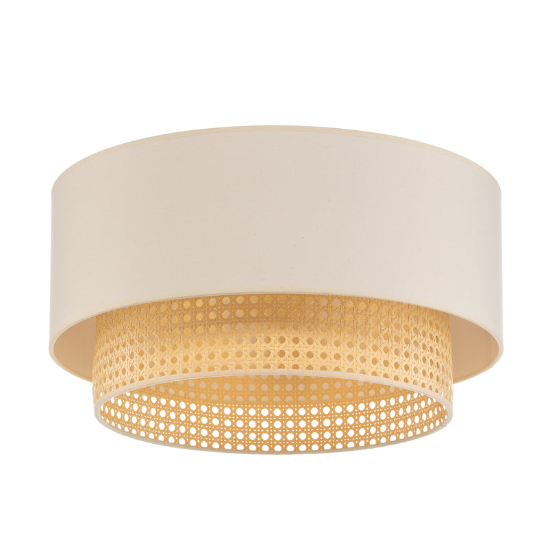 Deckenleuchte Boho creme Holz Ø45cm Rattan dimmbar Lampe Leuchte für Wohnräume - 5903689189729