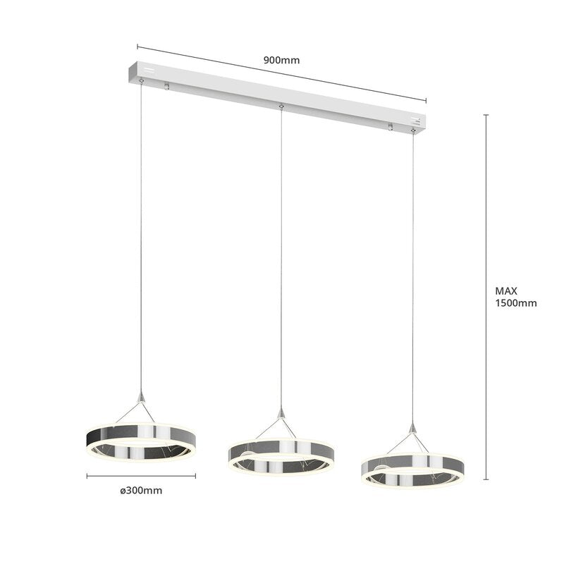 Lucande Pendelleuchte Hängeleuchte LED Chrom Lyani dimmbar Esszimmerlampe848 - 4251096550290