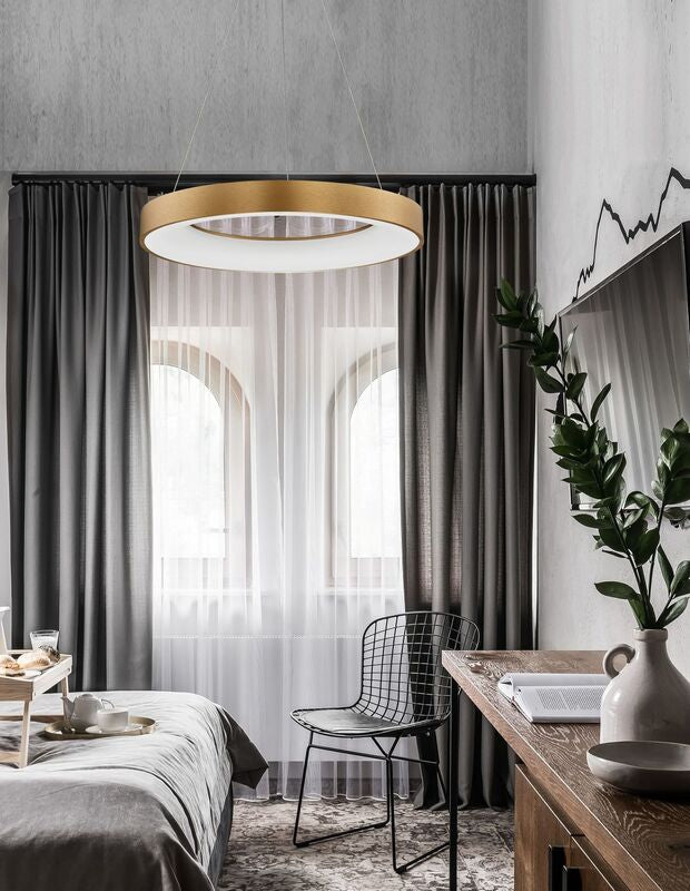 Nova Luce Pendelleuchte Hängeleuchte LED RANDO THIN Gold Warmweiß dimmbar 60 cm - 5212017420237