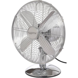 B-Ware Sygonix Tischventilator Ventilator Oszillierend 35W Chrom 335mm x 400mm 3 Stufen
