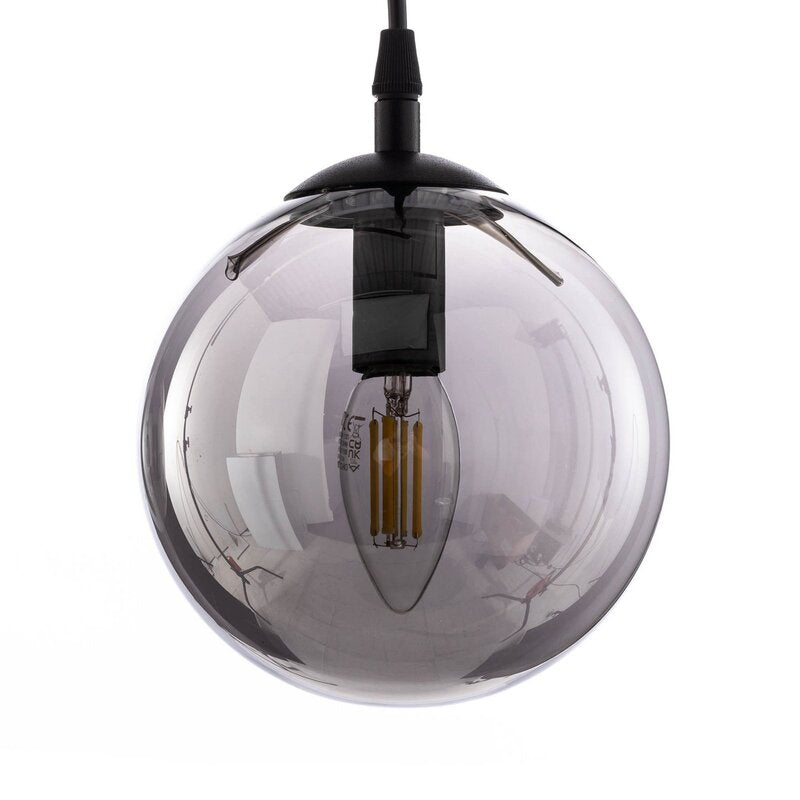 EMIBIG Hängeleuchte Glassy 3-flg gerade schwarz grafit Glas Deckenlampe Leuchte - 5901738919020
