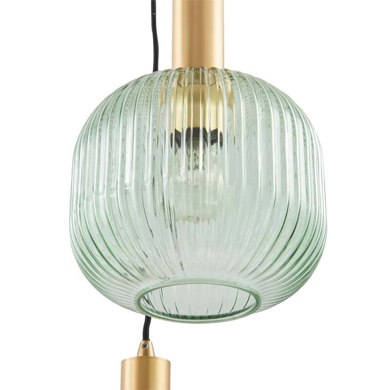 Lindby Hängeleuchte Doroteo 3-flg grün amber grau 45 cm Glas dimmbar E27 - 4251911792997