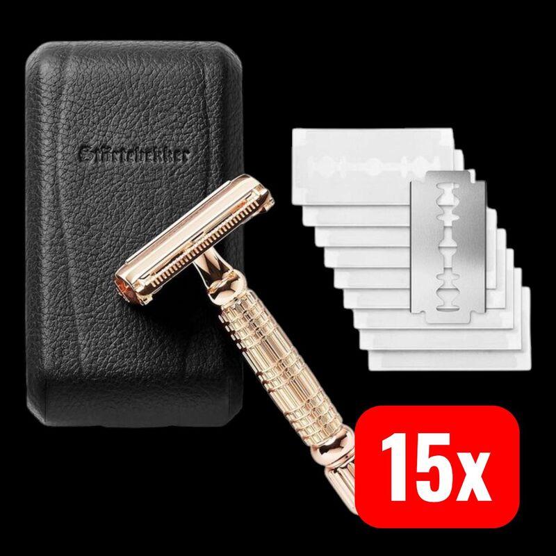 Störtebekker Rasierhobel Herrenrasierer Rasierer 10 Ersatzklingen rosegold rose - 4260554490016