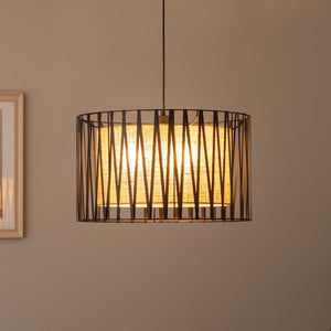 B-Ware TK Lighting Hängeleuchte Pendelleuchte Harmony Lampe schwarz Jute natur Ø 50 cm